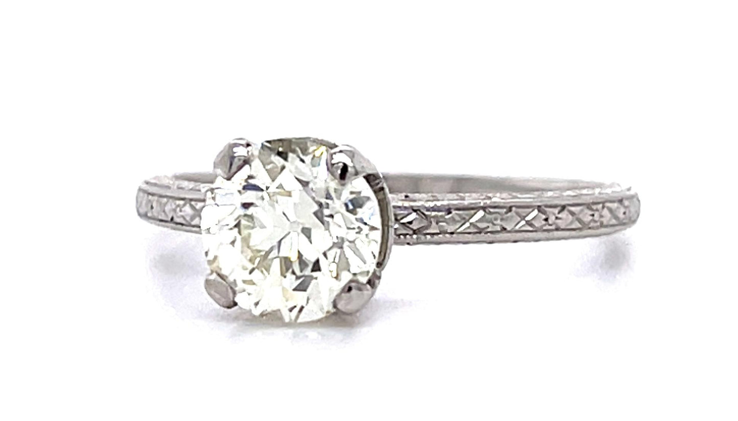 Tiffany & Co Original Art Deco 1.26ct I-J VS Euro Diamond (No Cert) PT Ring