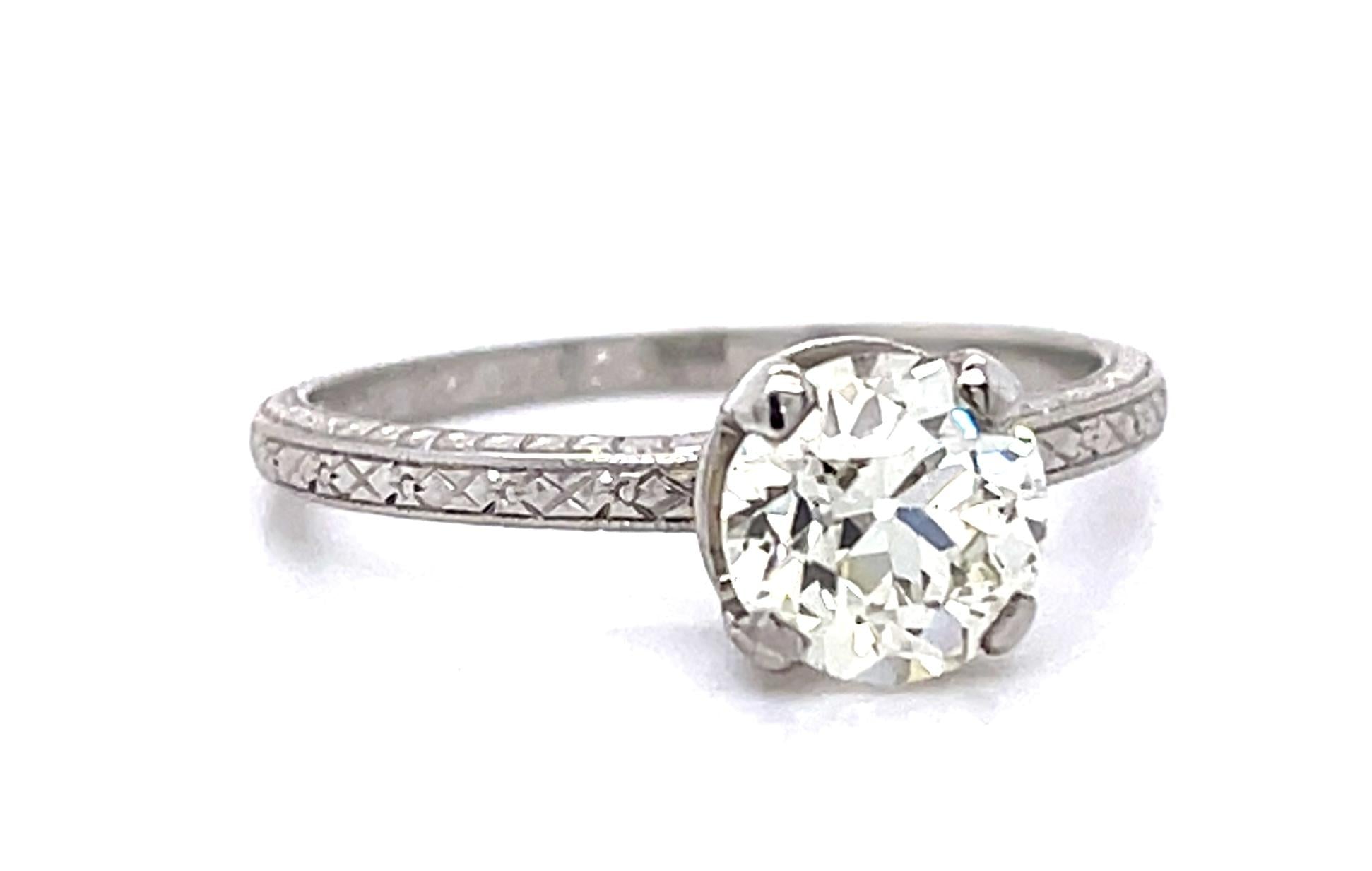 Tiffany & Co Original Art Deco 1.26ct I-J VS Euro Diamond (No Cert) PT Ring