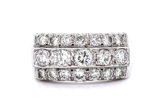 1.60ct Diamond 14KW Three Row Band Ring (Vintage 1960s)