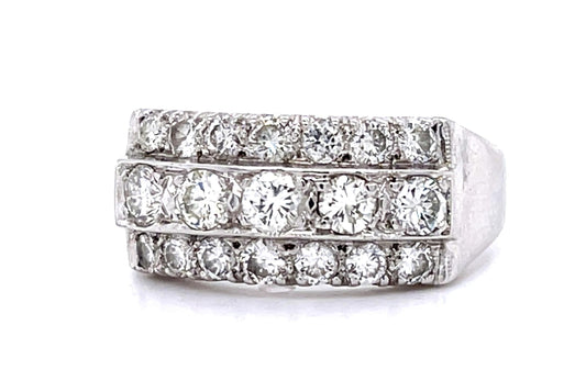 1.60ct Diamond 14KW Three Row Band Ring (Vintage 1960s)