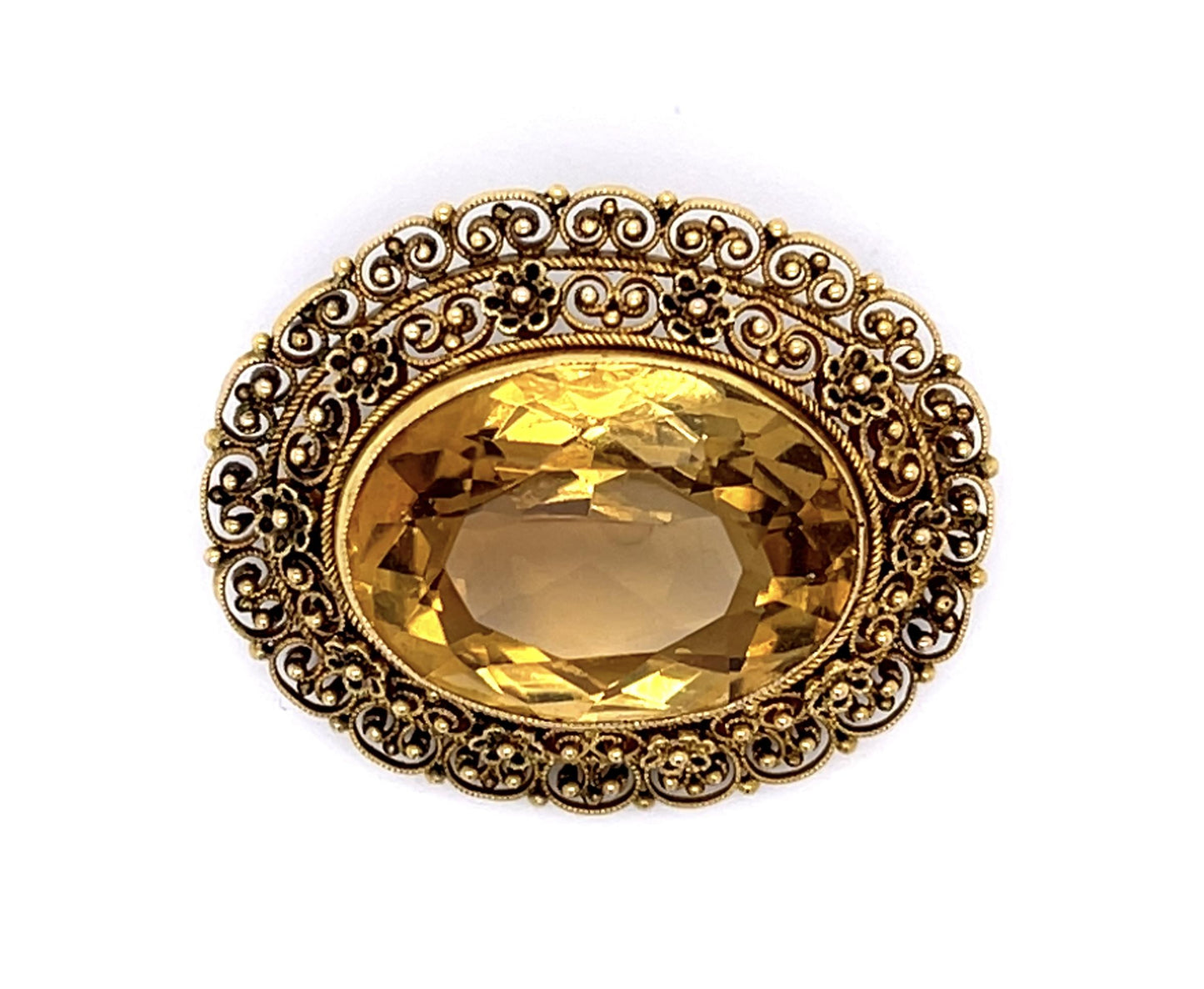 Original Victorian 18ct Citrine 14KY Pendant (Antique 1870s)