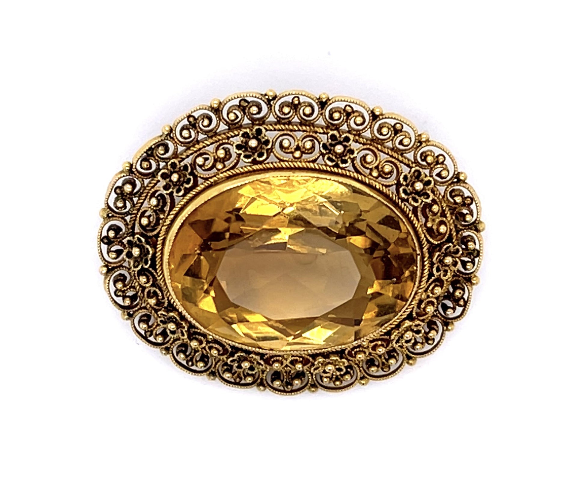 Original Victorian 18ct Citrine 14KY Pendant (Antique 1870s)