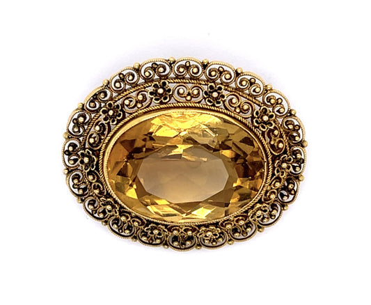 Original Victorian 18ct Citrine 14KY Pendant (Antique 1870s)