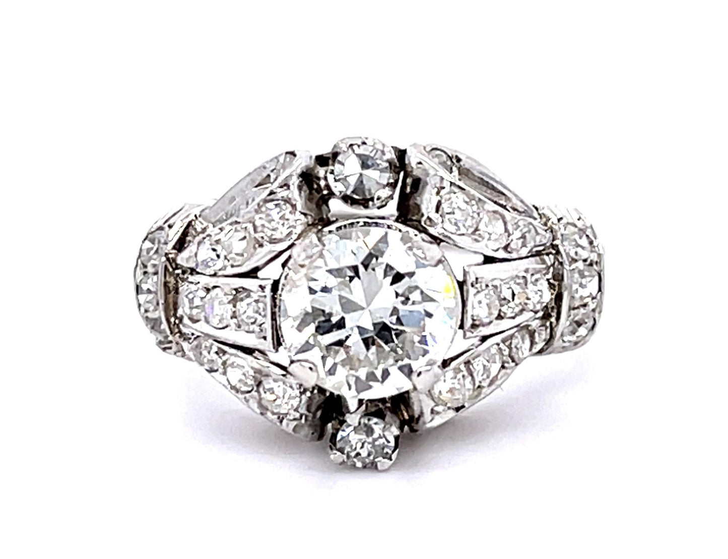 Original Late Art Deco 1.36ct Transitional-cut Center Diamond PT Ring