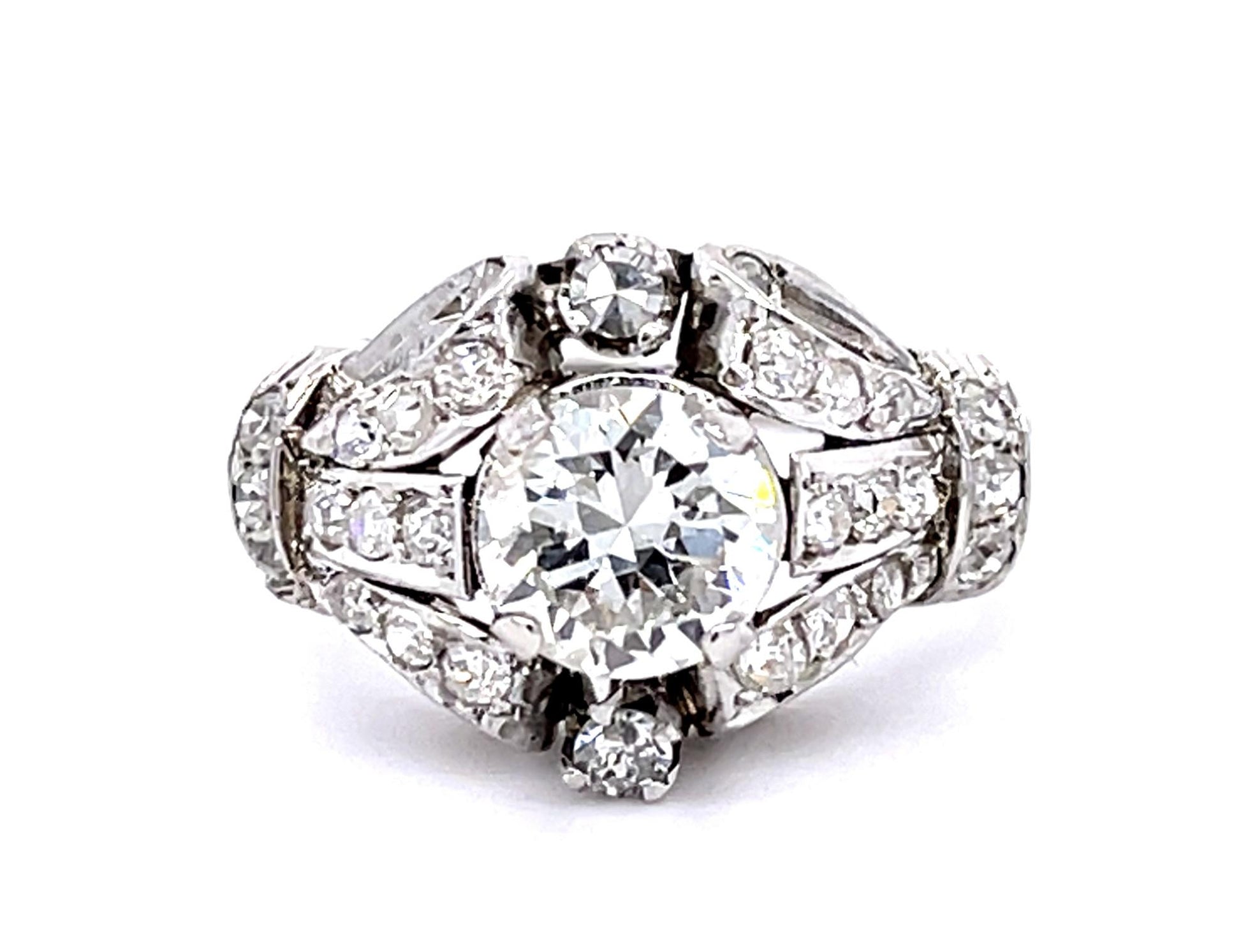 Original Late Art Deco 1.36ct Transitional-cut Center Diamond PT Ring