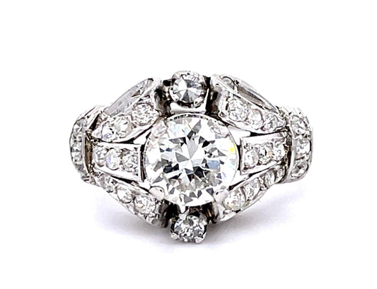 Original Late Art Deco 1.36ct Transitional-cut Center Diamond PT Ring