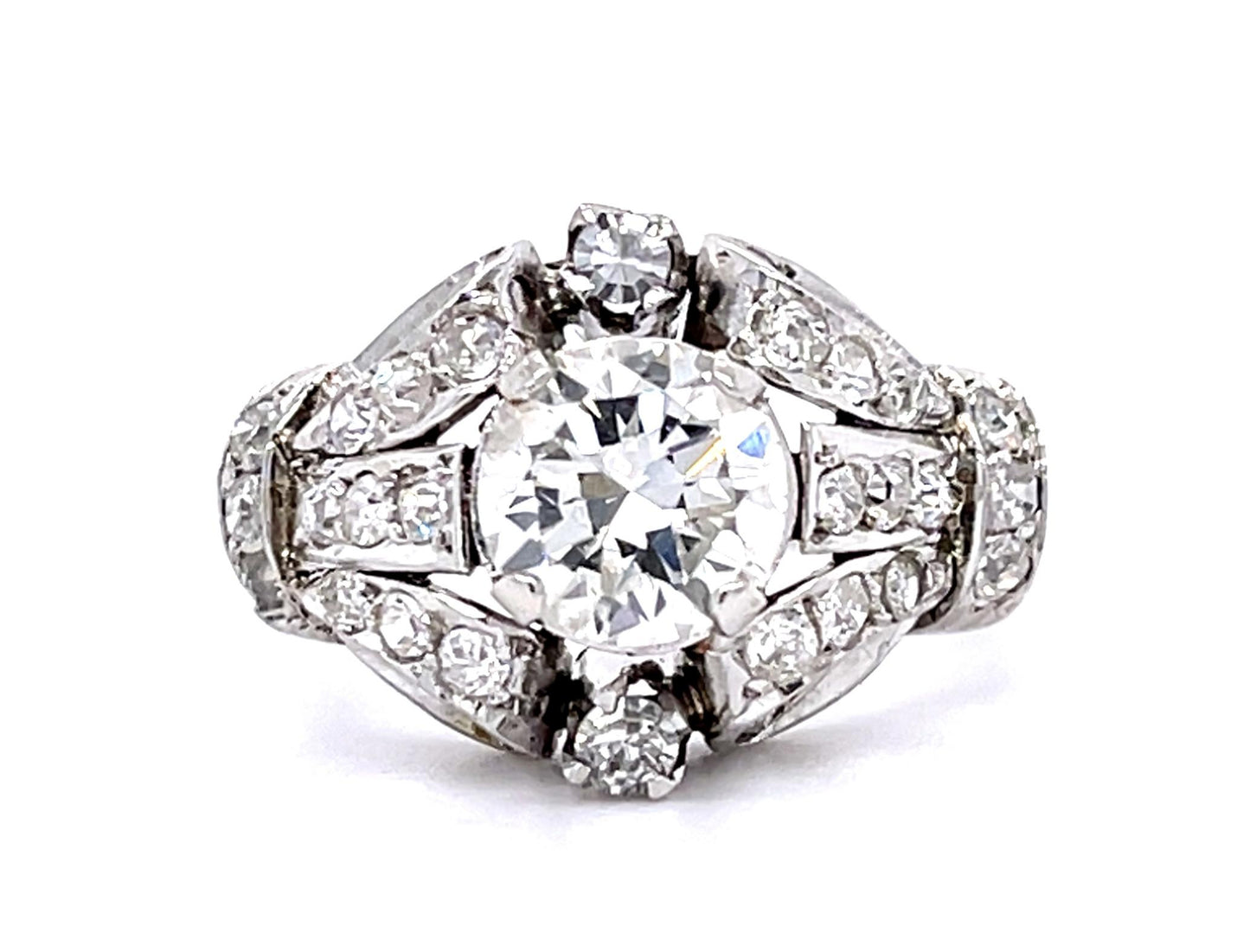 Original Late Art Deco 1.36ct Transitional-cut Center Diamond PT Ring