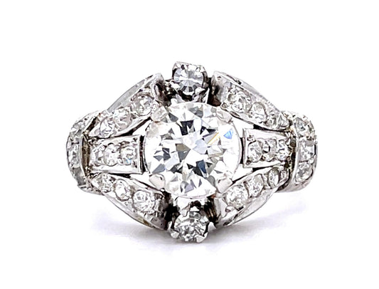 Original Late Art Deco 1.36ct Transitional-cut Center Diamond PT Ring