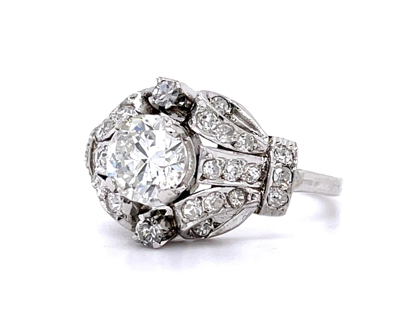 Original Late Art Deco 1.36ct Transitional-cut Center Diamond PT Ring