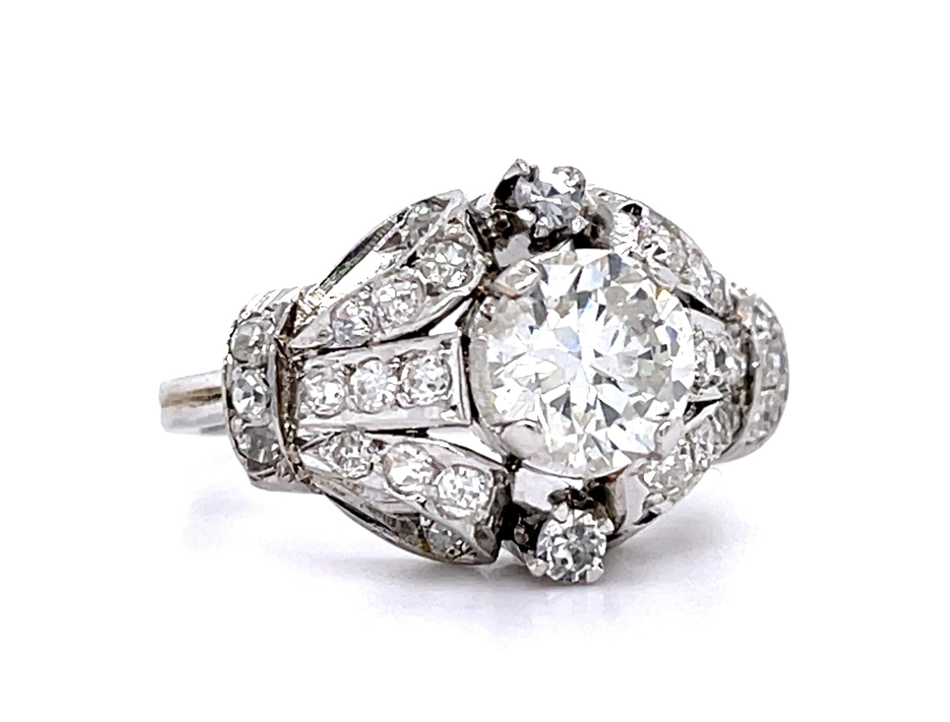 Original Late Art Deco 1.36ct Transitional-cut Center Diamond PT Ring