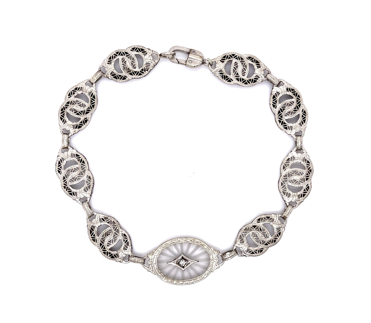 Art Deco .03ct Diamond 10KW Bracelet (Vintage 1930s)