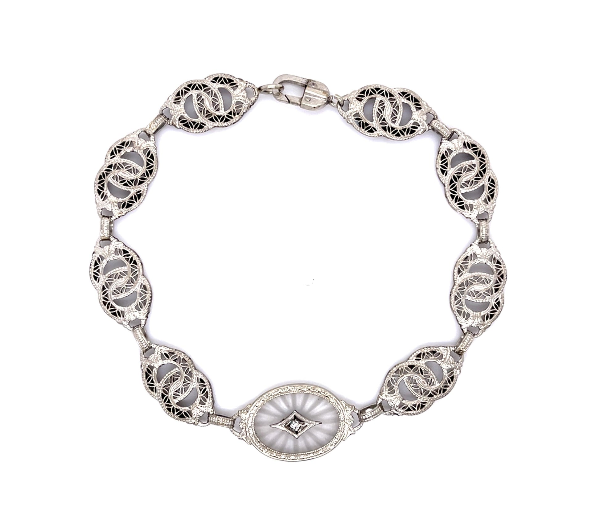 Art Deco .03ct Diamond 10KW Bracelet (Vintage 1930s)