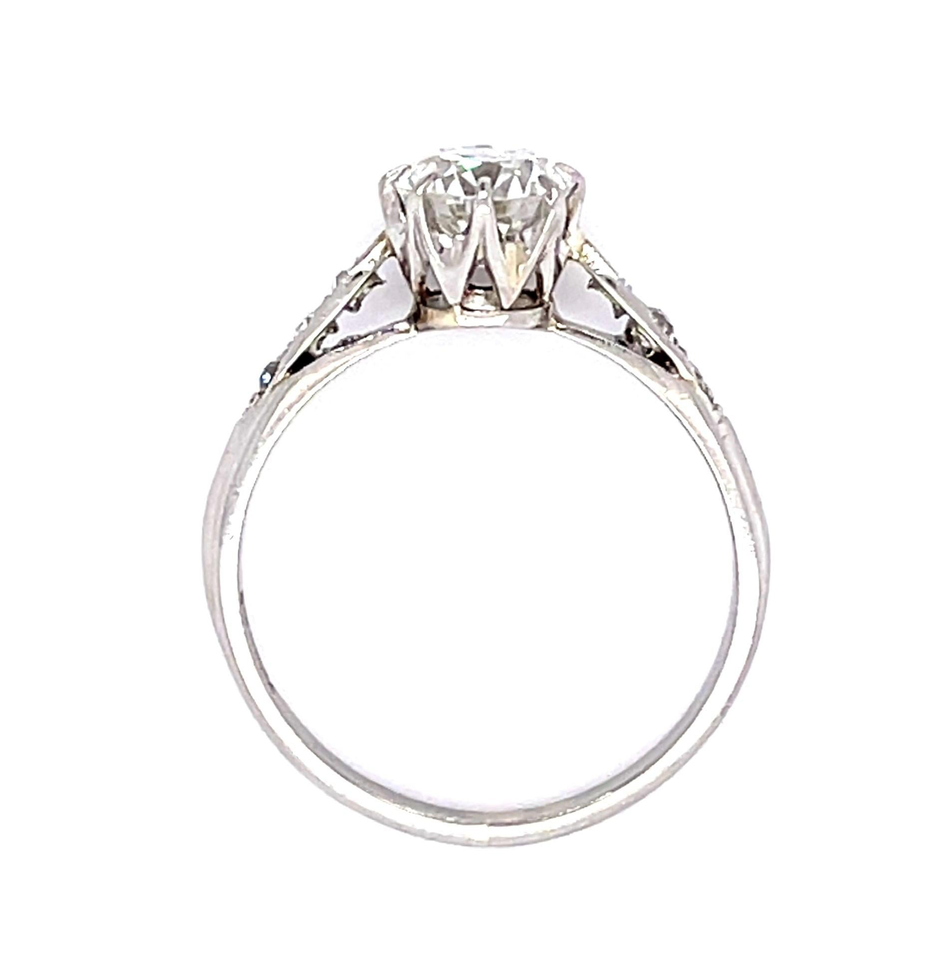 Original Art Deco 1ct F-G SI1 Euro Center Dia (No Cert) PT Ring (Vintage 1930s)