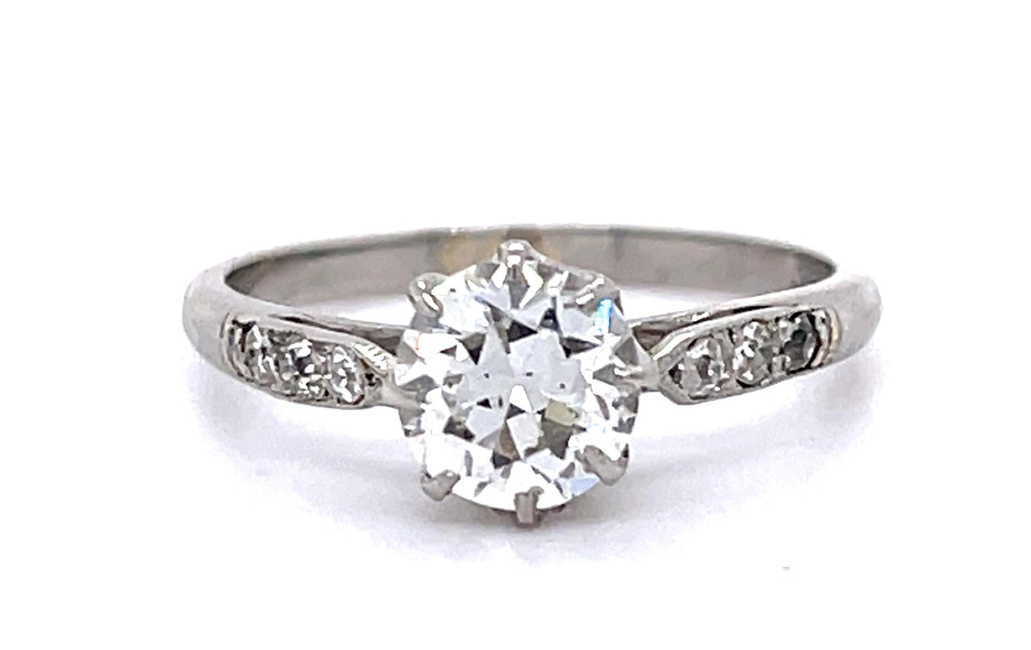 Original Art Deco 1ct F-G SI1 Euro Center Dia (No Cert) PT Ring (Vintage 1930s)