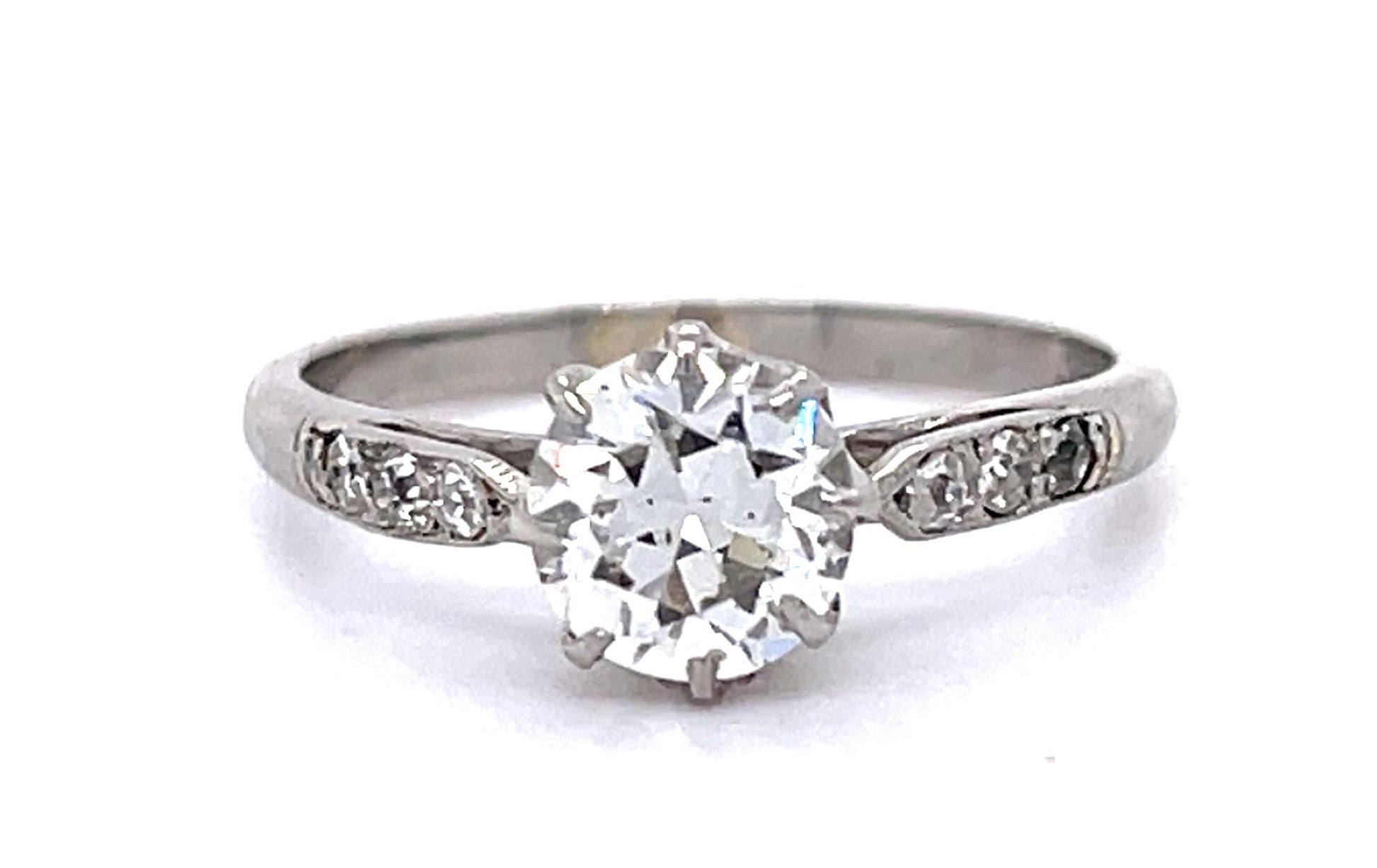 Original Art Deco 1ct F-G SI1 Euro Center Dia (No Cert) PT Ring (Vintage 1930s)