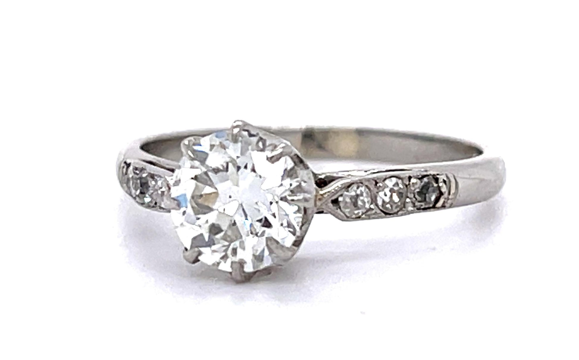 Original Art Deco 1ct F-G SI1 Euro Center Dia (No Cert) PT Ring (Vintage 1930s)