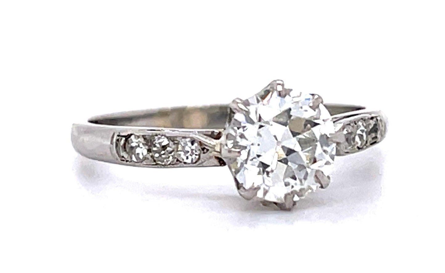 Original Art Deco 1ct F-G SI1 Euro Center Dia (No Cert) PT Ring (Vintage 1930s)