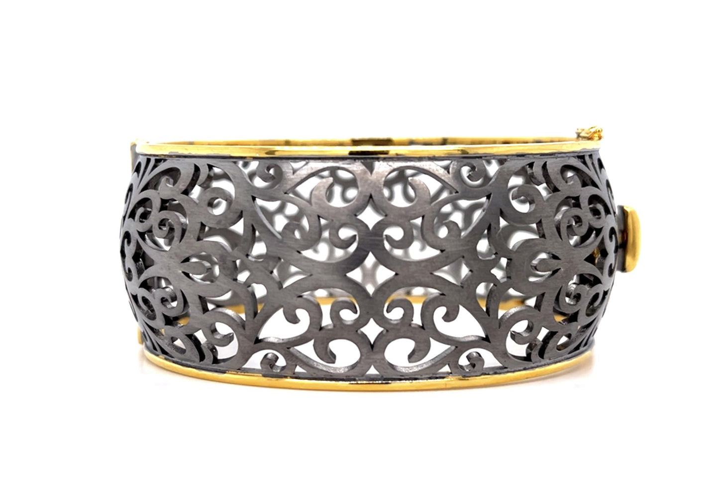 14KY+ Gun Silver Finish Bangle Bracelet