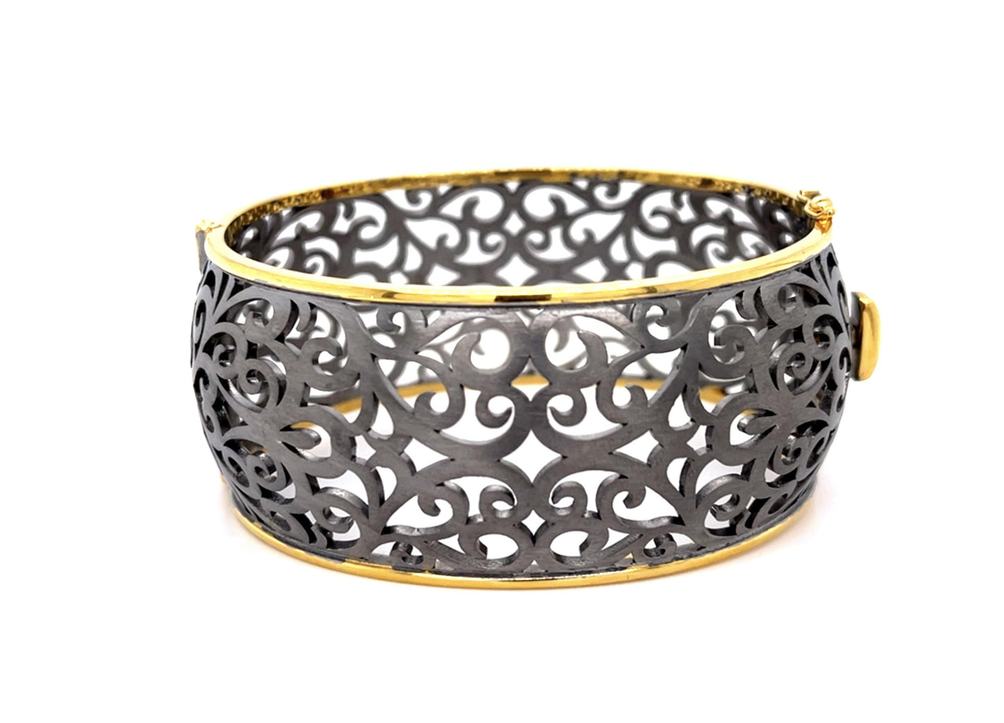 14KY+ Gun Silver Finish Bangle Bracelet