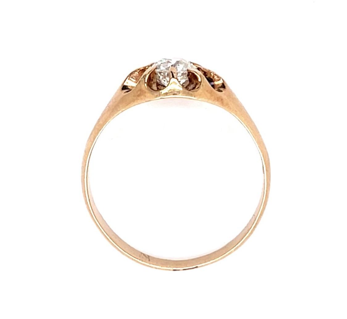 Original Victorian .73ct Old Mine Diamond 18KY Belcher Ring (Antique 1880s)