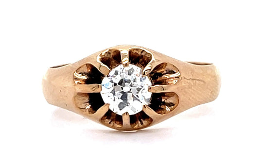 Original Victorian .73ct Old Mine Diamond 18KY Belcher Ring (Antique 1880s)