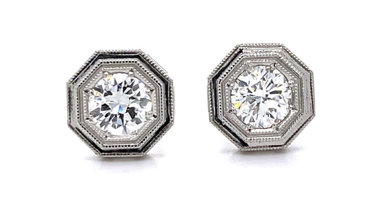 .78ct F SI1 + .97ct F VS2 Diamond PT Stud Earrings