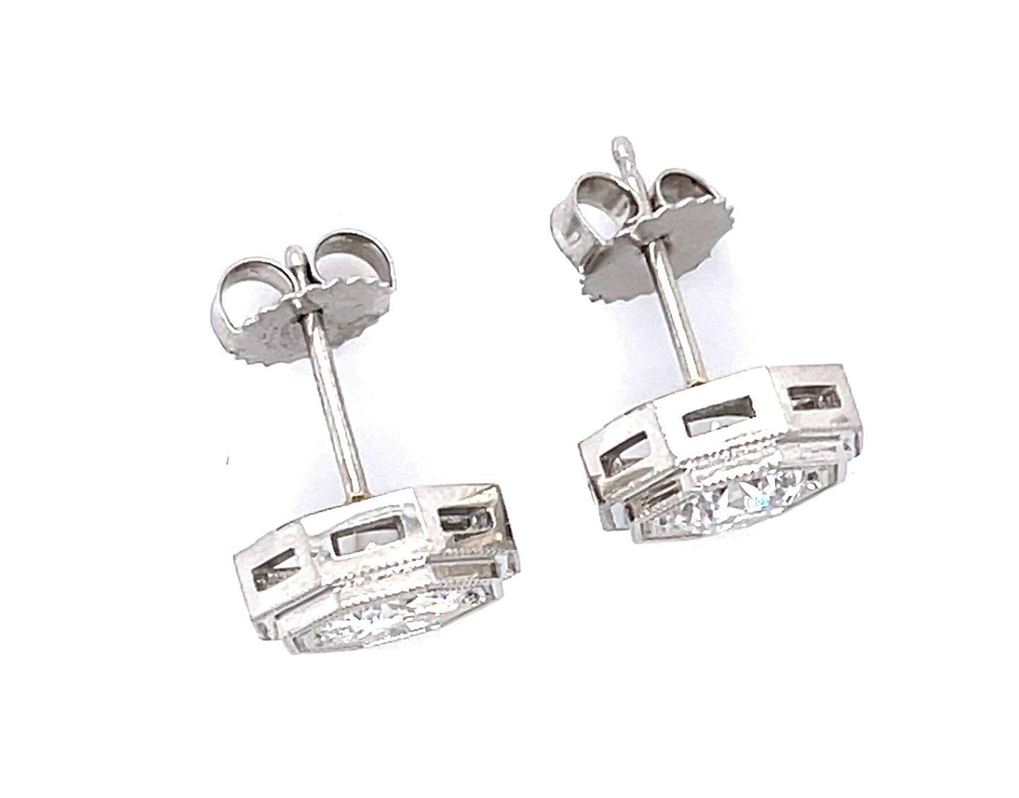 .78ct F SI1 + .97ct F VS2 Diamond PT Stud Earrings
