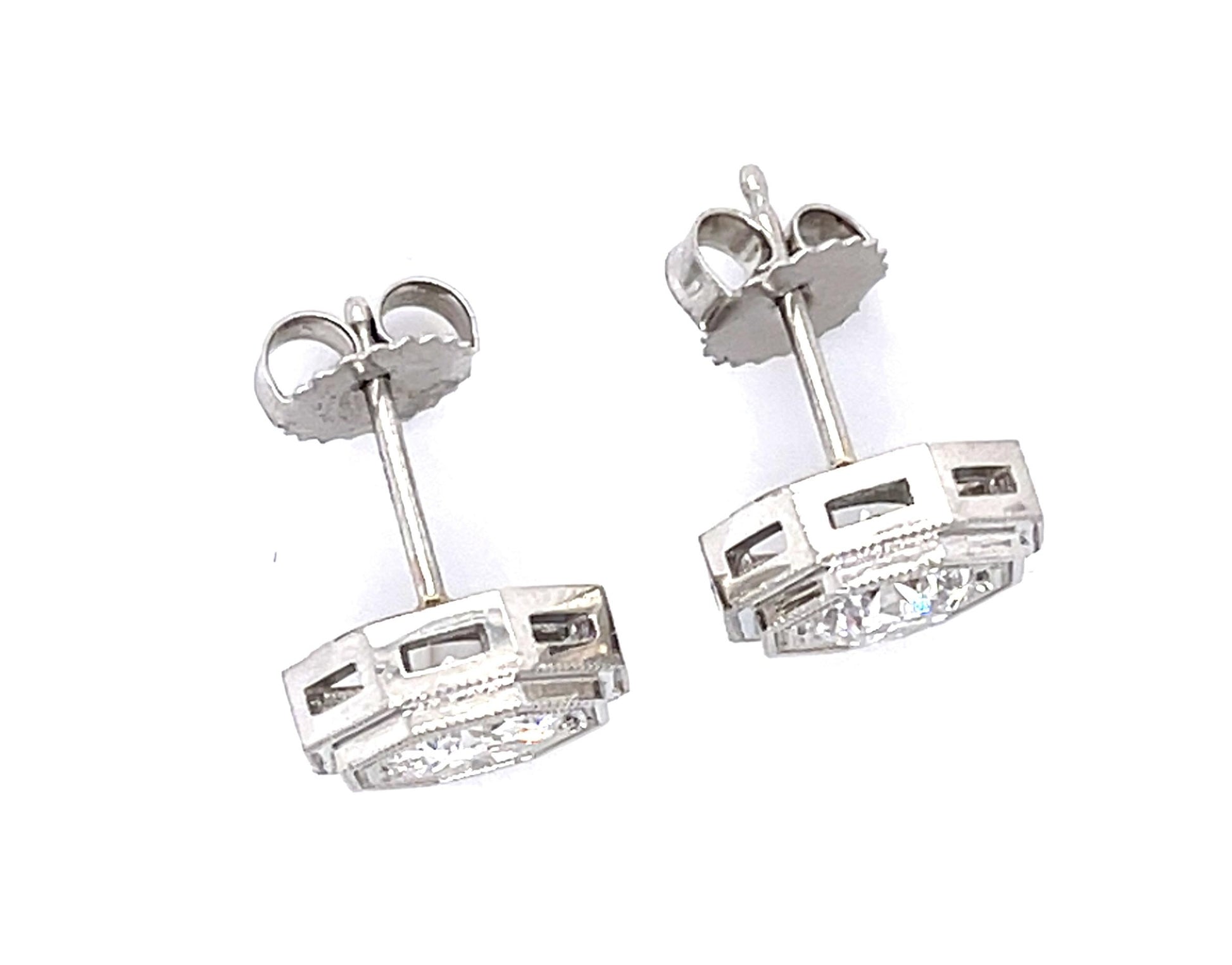 .78ct F SI1 + .97ct F VS2 Diamond PT Stud Earrings
