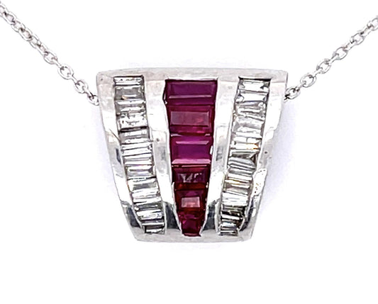 1ct Ruby .80ct Diamond 14KW Pendant