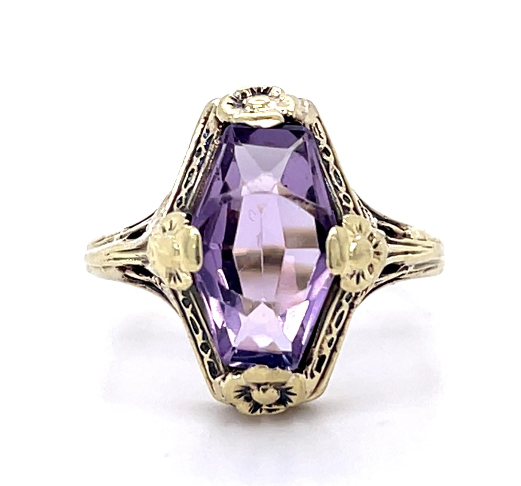 Original Art Deco 4ct Amethyst Ring (Antique 1920s)