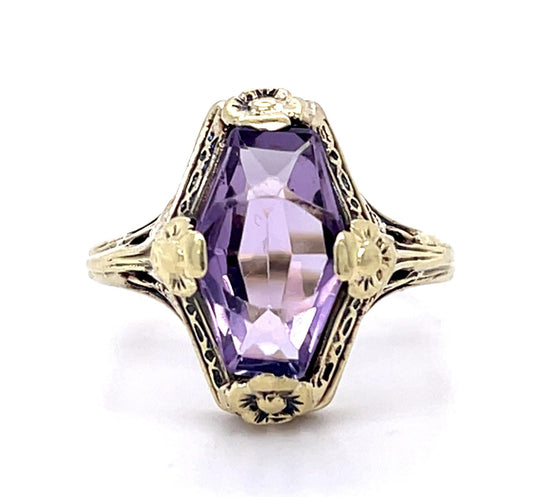 Original Art Deco 4ct Amethyst Ring (Antique 1920s)