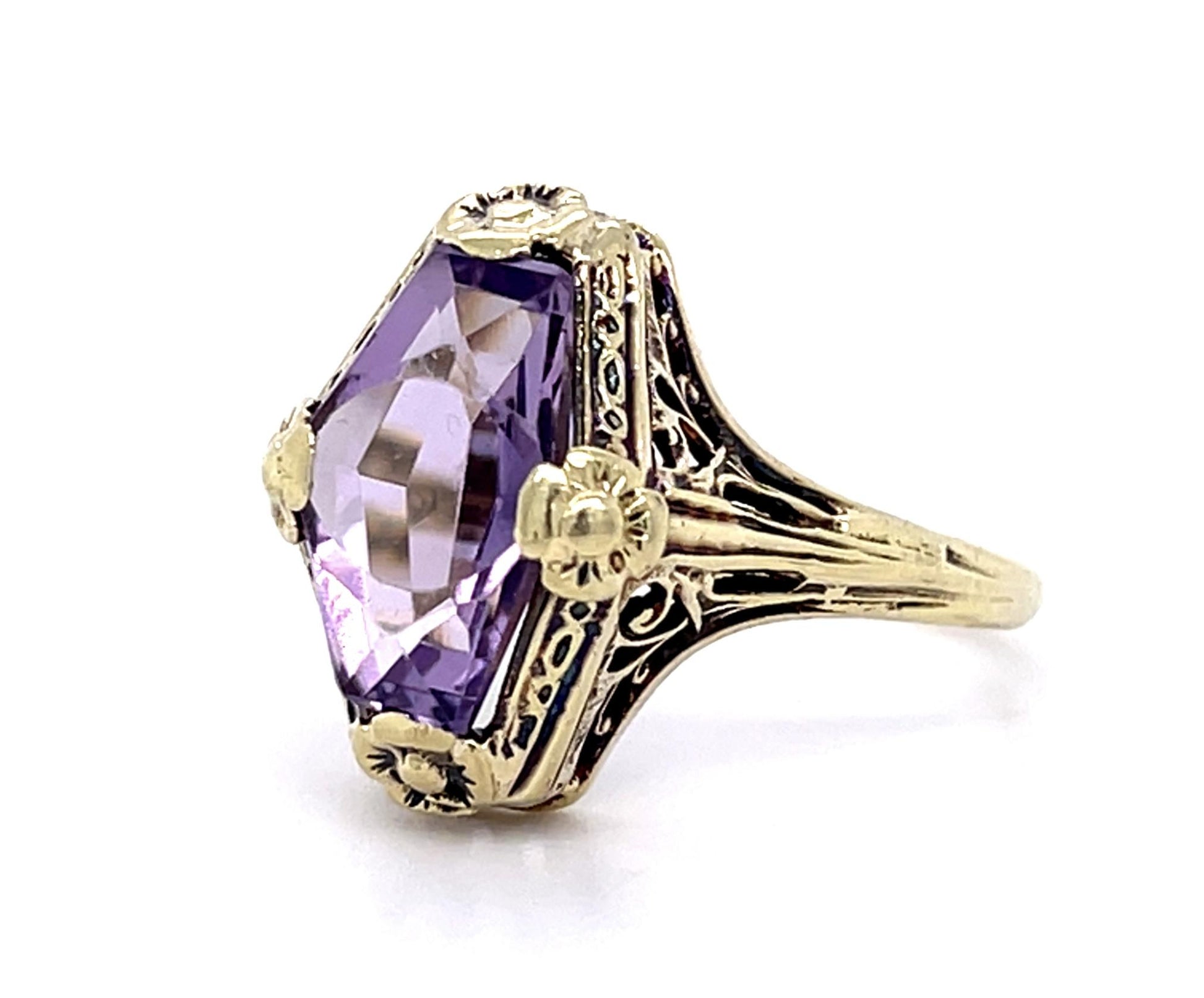 Original Art Deco 4ct Amethyst Ring (Antique 1920s)