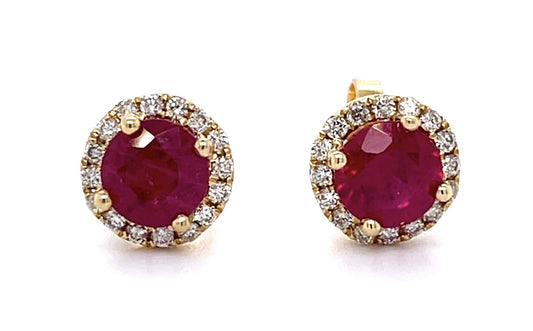 2ct Ruby 14KY Stud Earrings