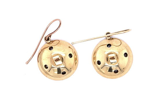 .90ct Montana Sapphire 14KY Starburst Domed Drop Earrings (Antique 1910s)