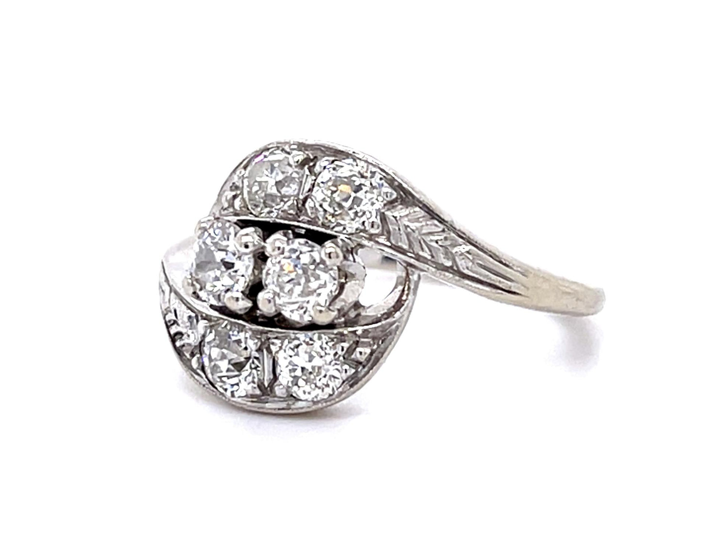 Original Art Deco 1.10ct Euro Diamond 14KW Ring (Vintage 1930s)