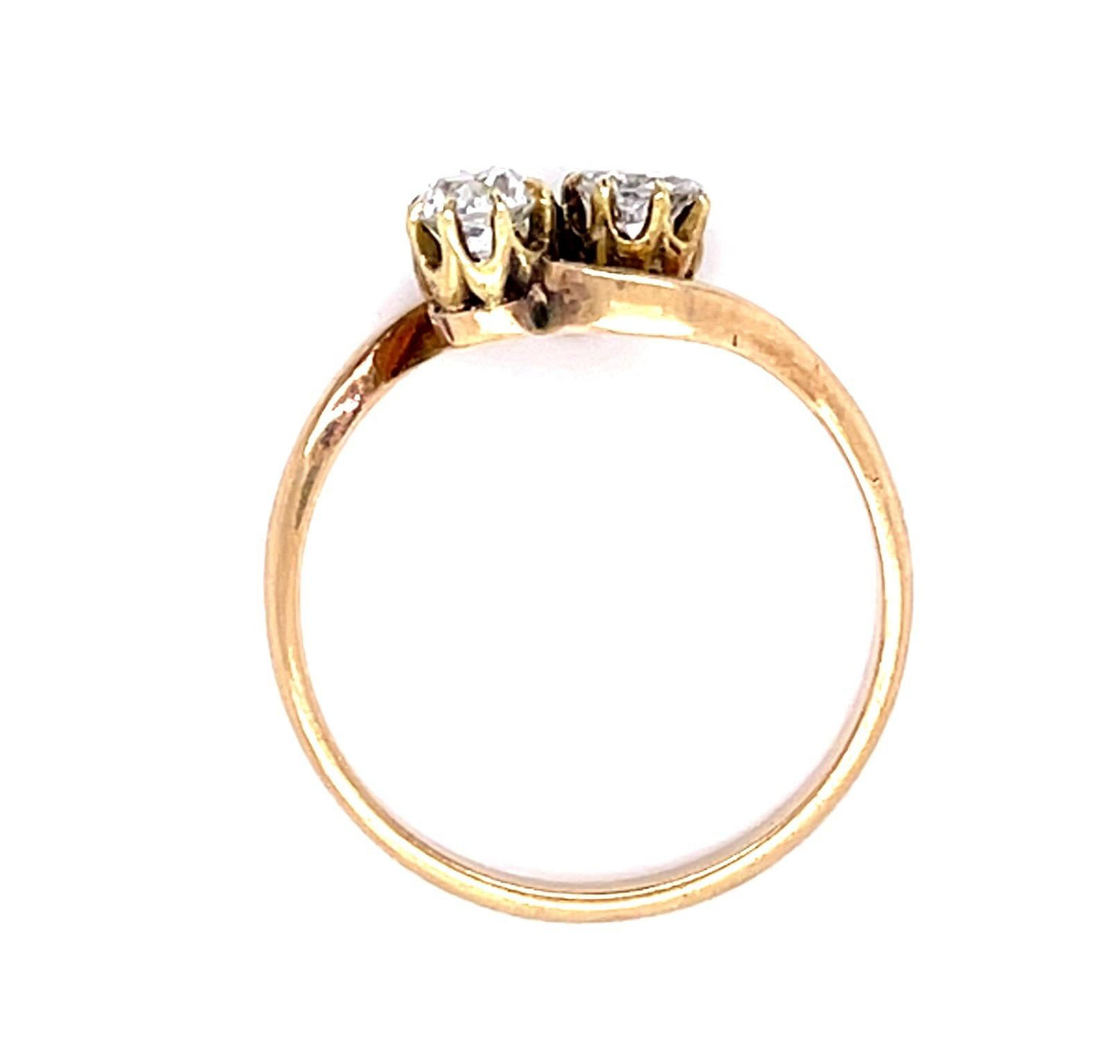 Original Victorian .50ct Euro Diamond 14KY Bypass Ring (Antique 1880s)