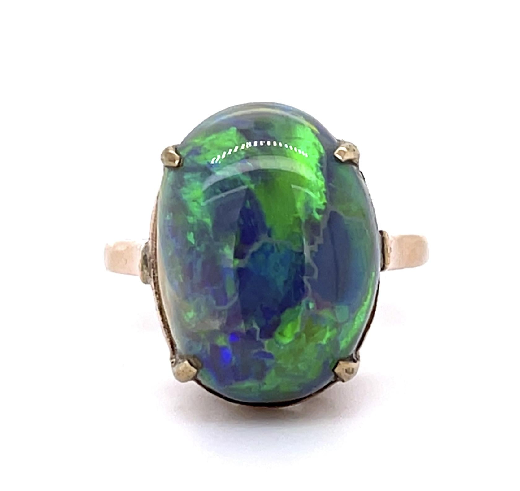 7.91ct Semi Black Australian Opal 14KY Ring