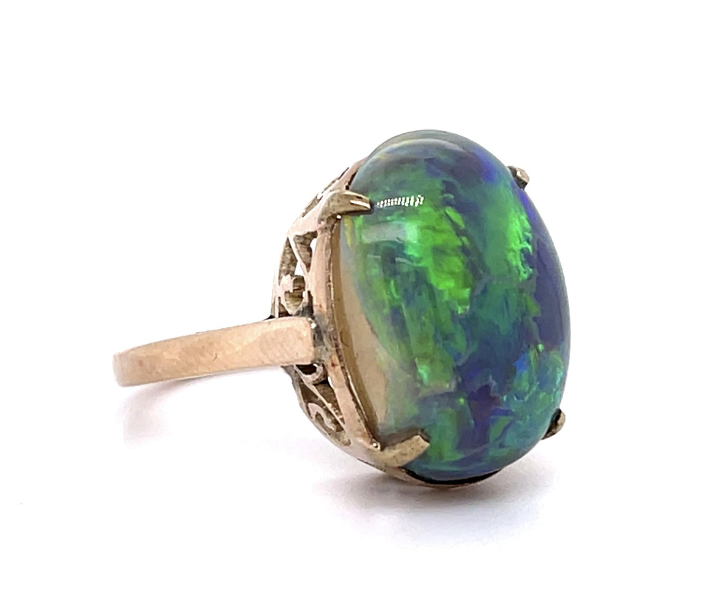 7.91ct Semi Black Australian Opal 14KY Ring