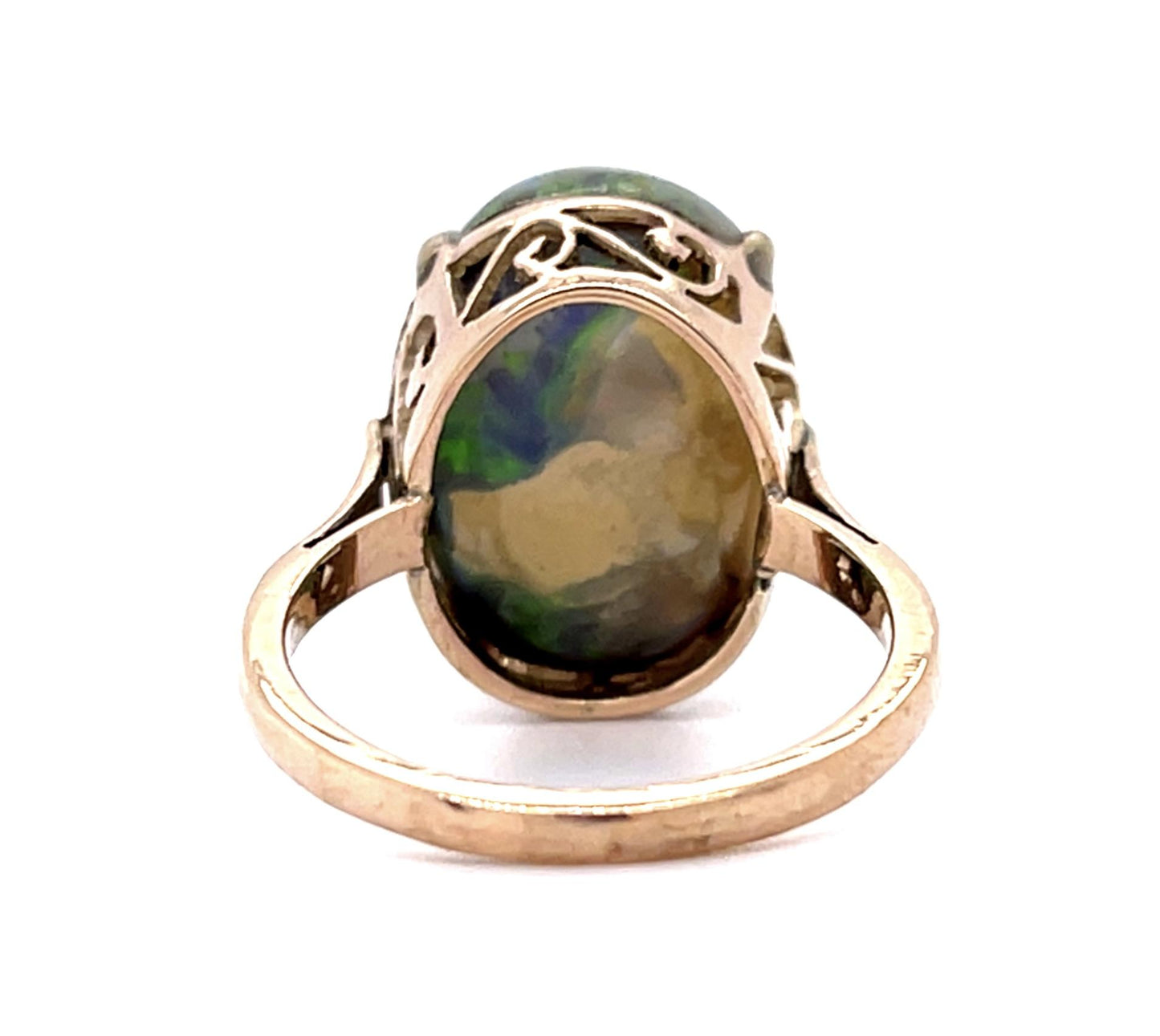 7.91ct Semi Black Australian Opal 14KY Ring