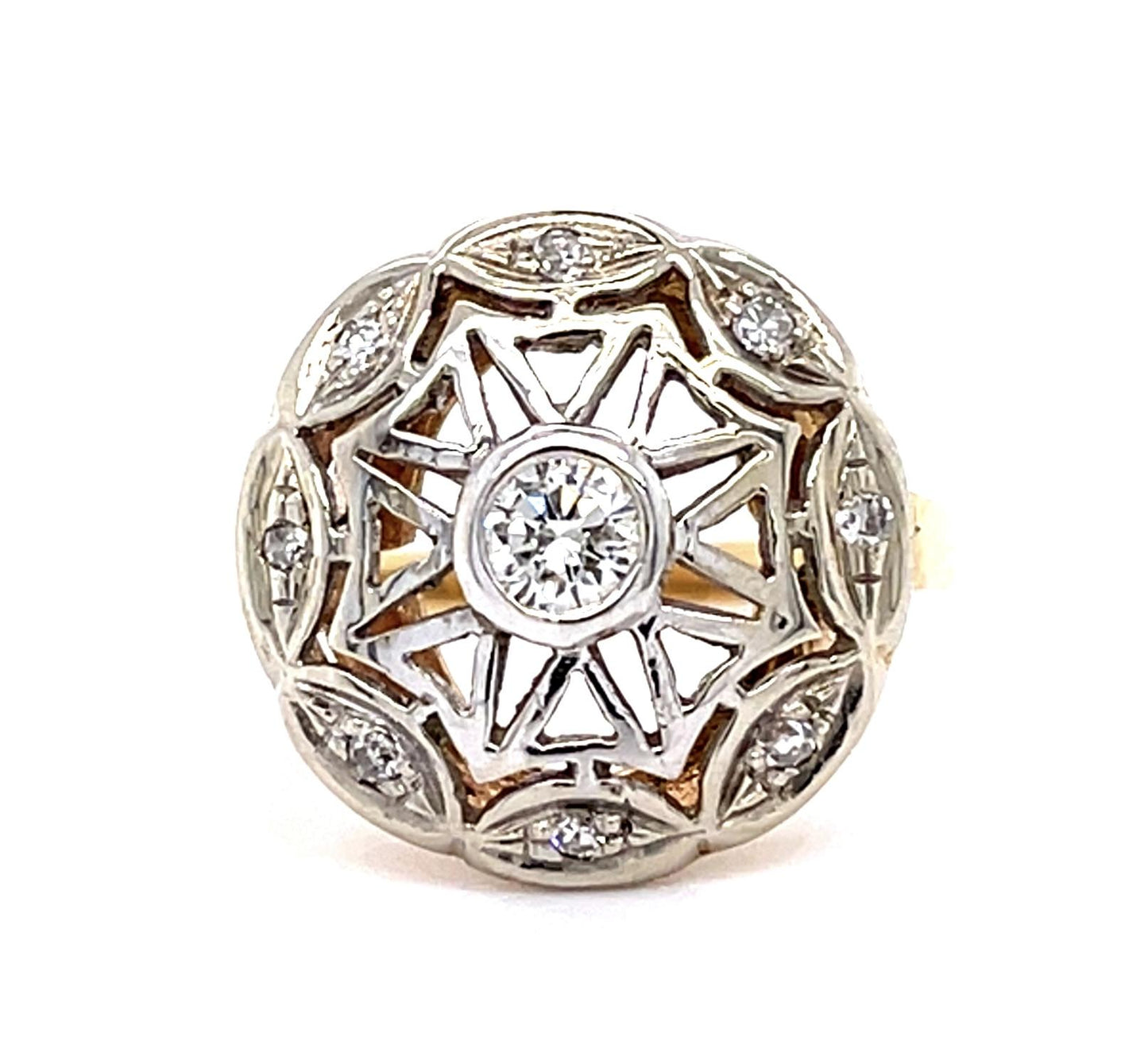 Original Edwardian .20ct Center Dia 14K2 Tone (Vintage 1900s)