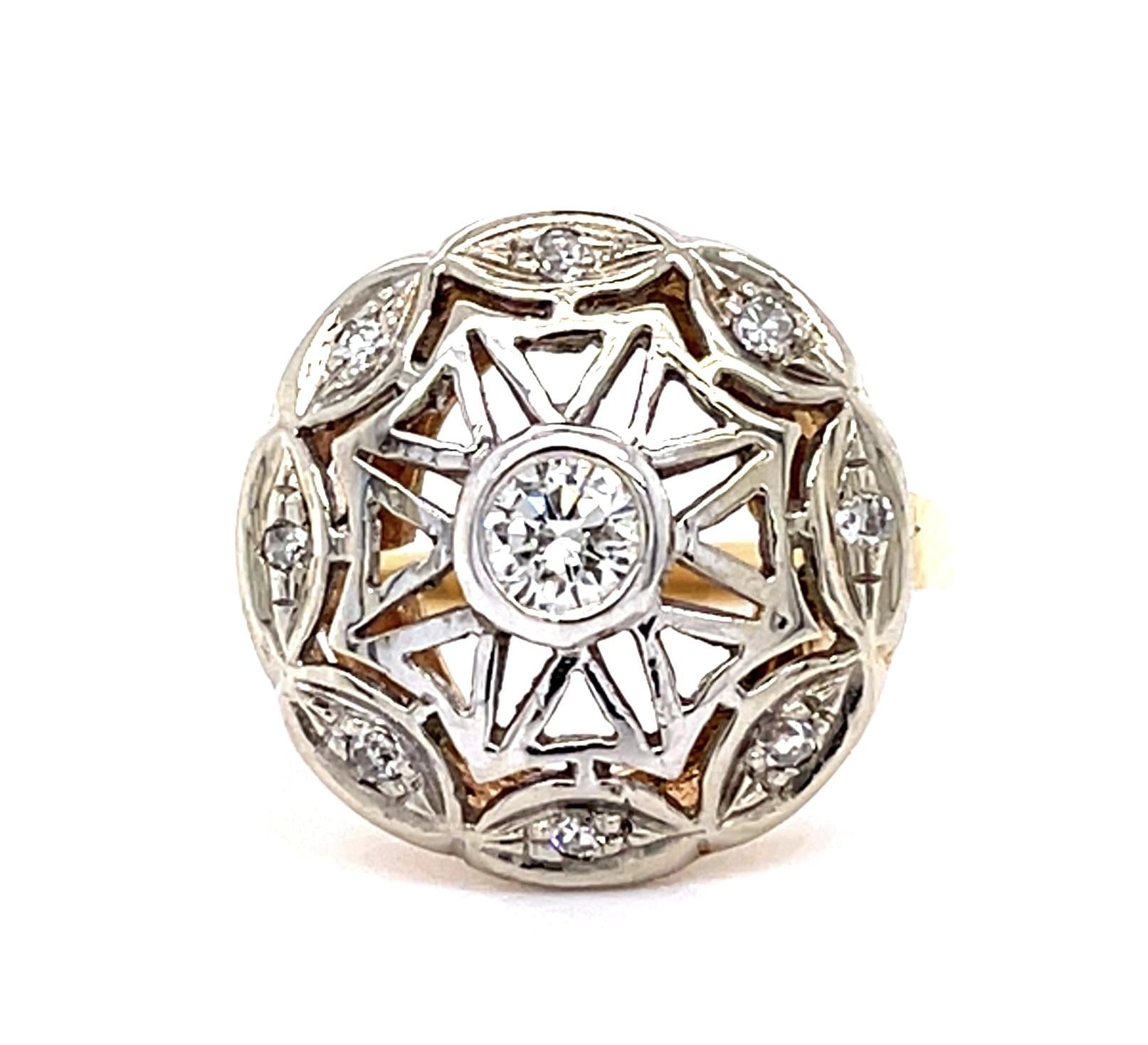 Original Edwardian .20ct Center Dia 14K2 Tone (Vintage 1900s)