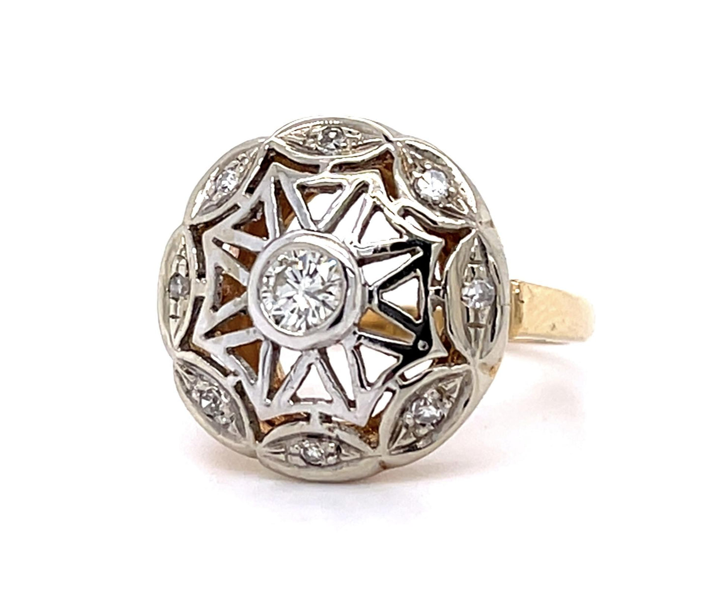 Original Edwardian .20ct Center Dia 14K2 Tone (Vintage 1900s)