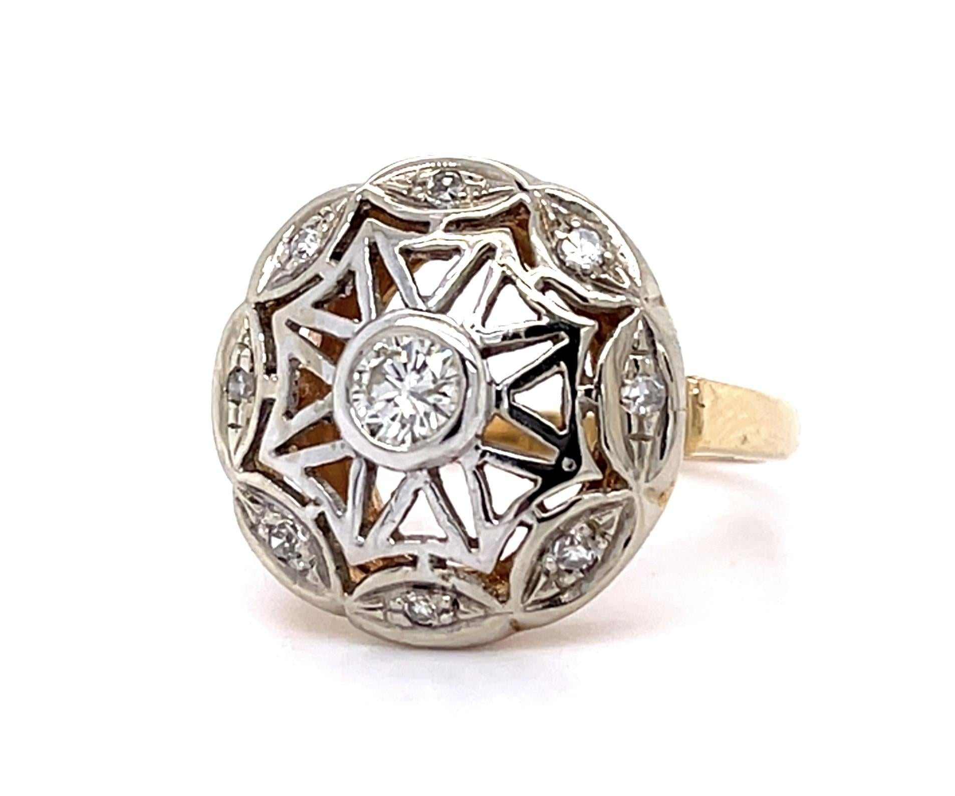 Original Edwardian .20ct Center Dia 14K2 Tone (Vintage 1900s)