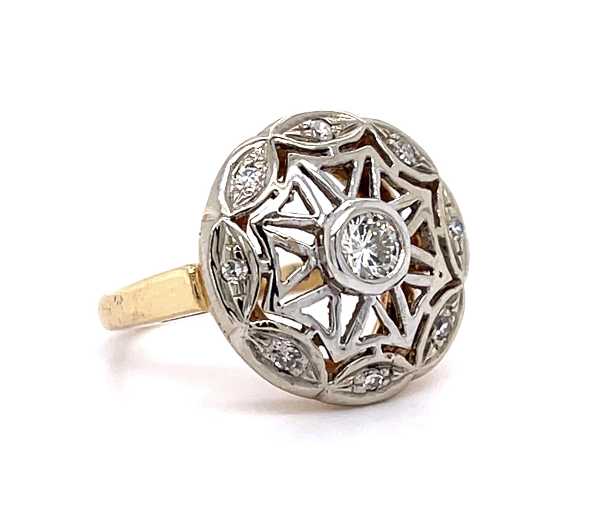 Original Edwardian .20ct Center Dia 14K2 Tone (Vintage 1900s)