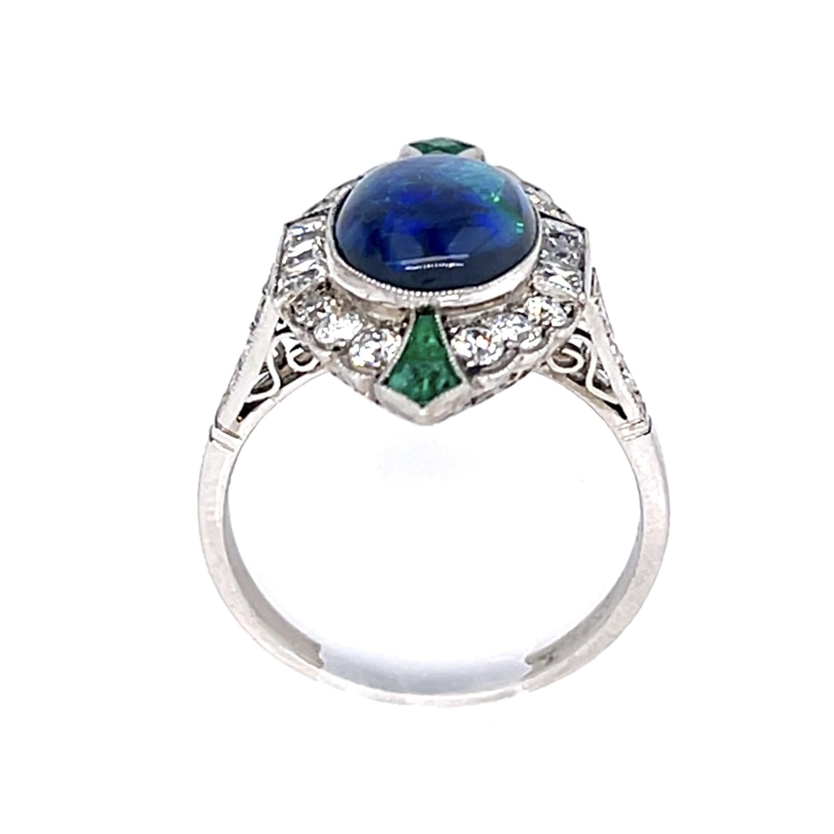 2.75ct Australian Black Opal PT Handmade Ring