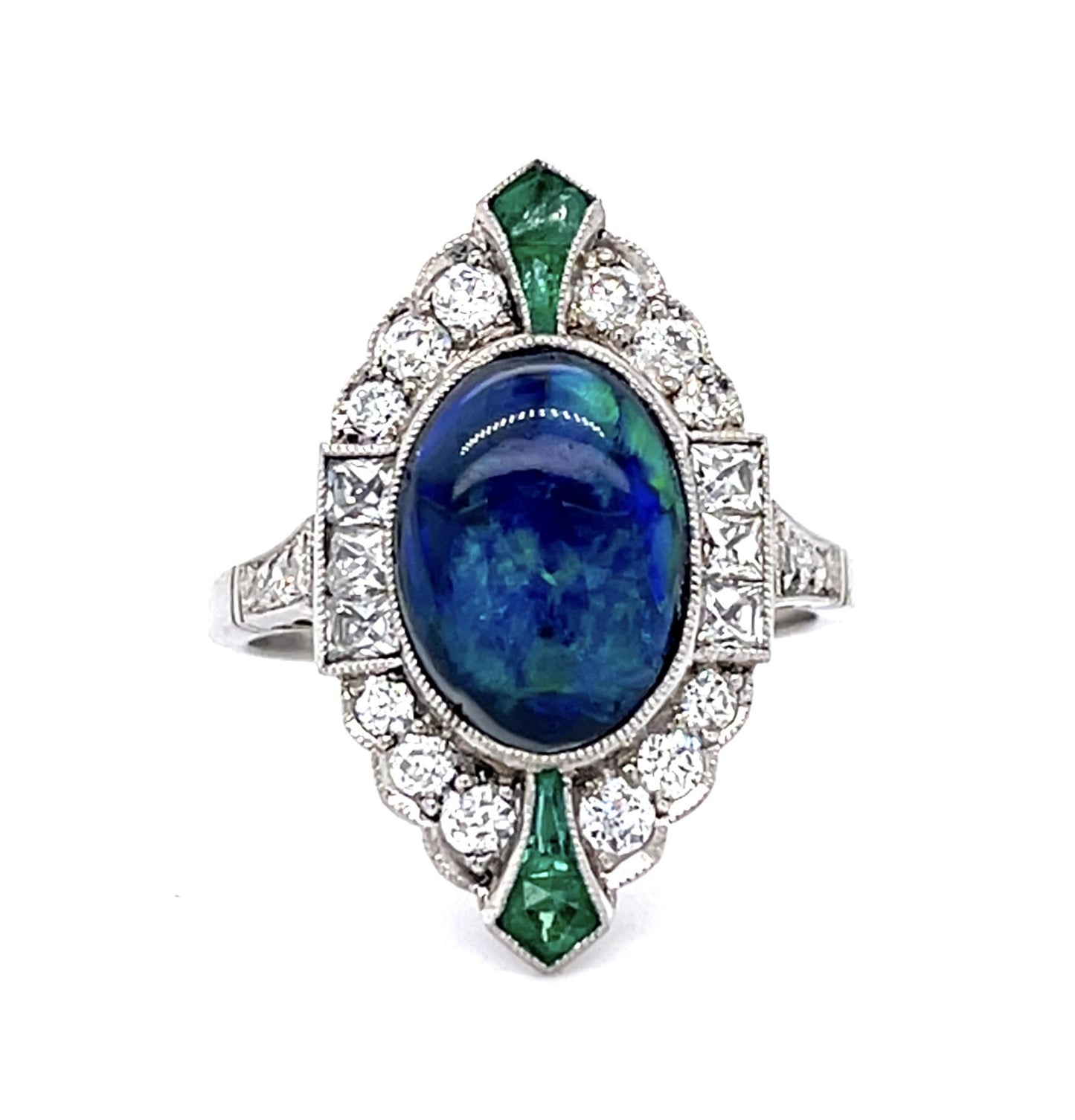 2.75ct Australian Black Opal PT Handmade Ring