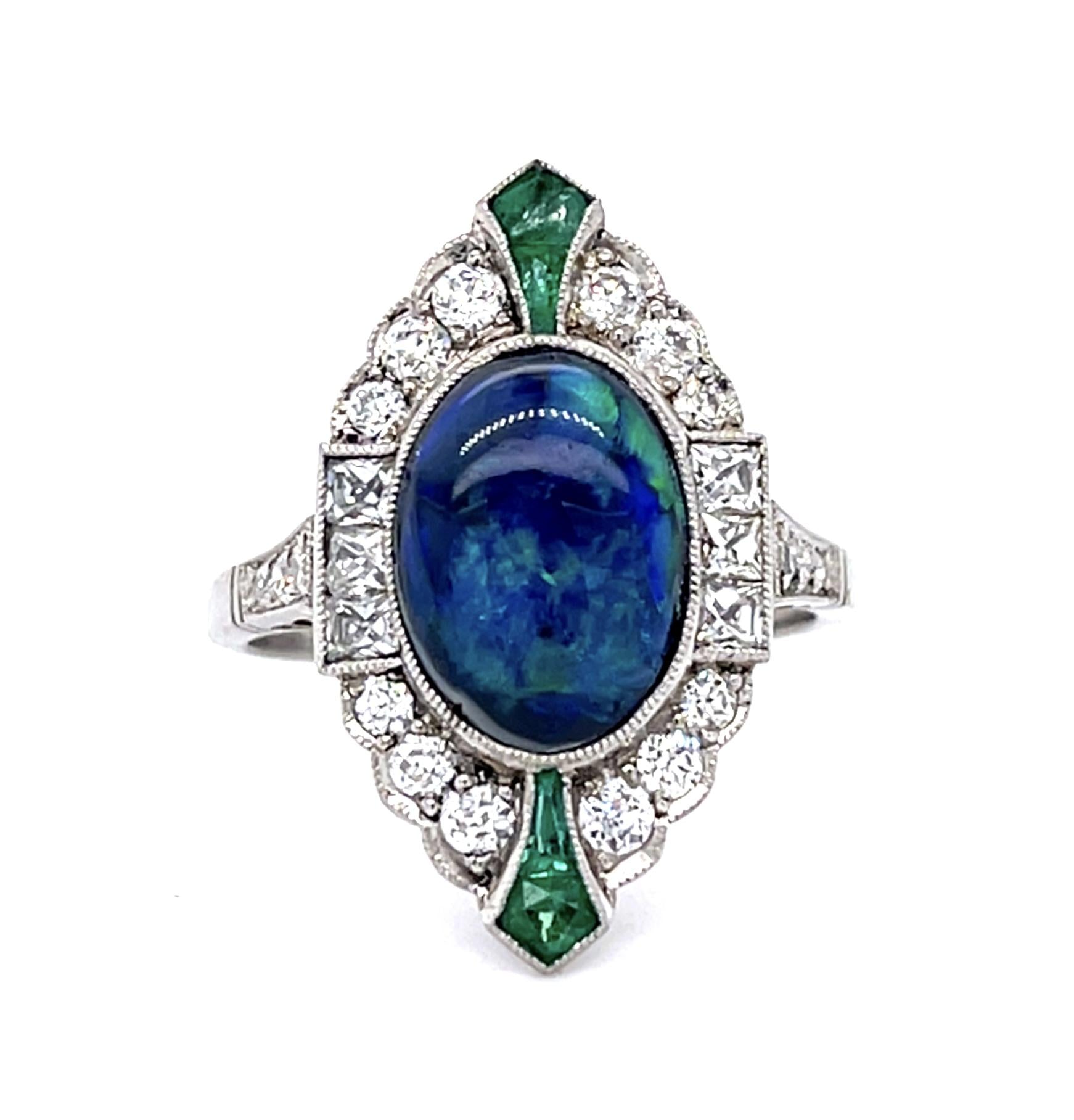 2.75ct Australian Black Opal PT Handmade Ring