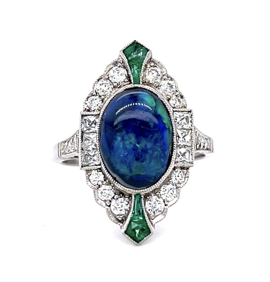 2.75ct Australian Black Opal PT Handmade Ring