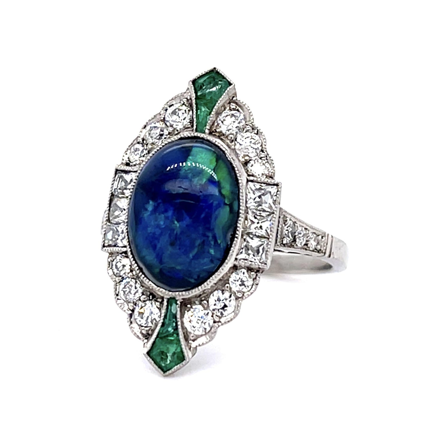2.75ct Australian Black Opal PT Handmade Ring