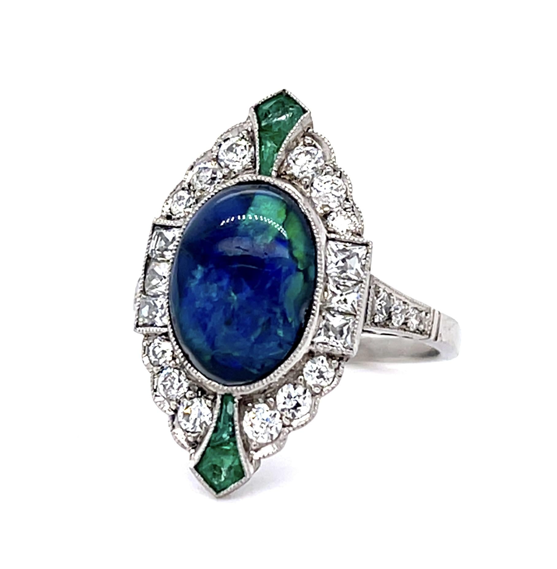 2.75ct Australian Black Opal PT Handmade Ring